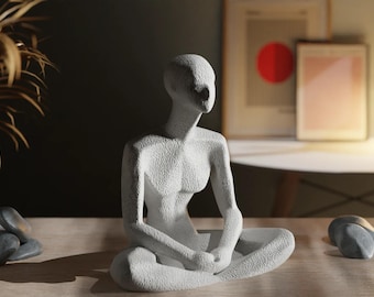 3D Printed Meditative Monk Figurine – Zen Home Decor, Minimalist Sculpture, Spiritual Gift