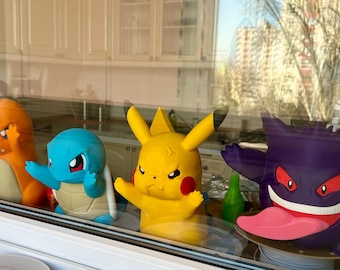 Boze pikachu | Raamdecoratie Pikachu | Vensterpers | Pikachu, Charmander, Bulbasaur, Gengar, Squirtle, Jigglypuff Eevee Angry-venster