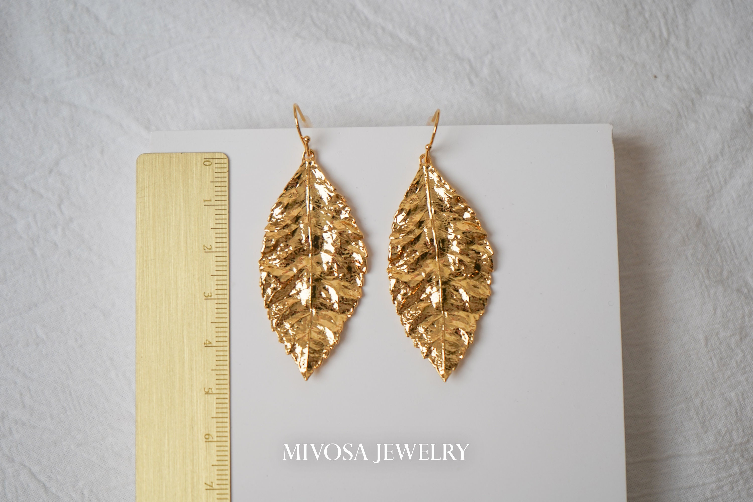 Gold Plated Leaves Earrings Vintage Style Earrings Leaf Etsy
