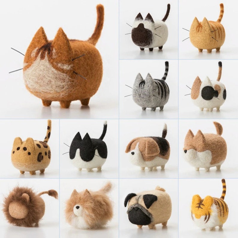 2 Pcs Wool Felting Kit Faceless Animal Beginner Felting Kit Etsy