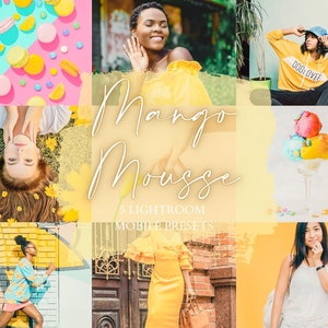 Mango Mousse Lightroom Mobile Presets; Yellow, Bright, Instagram, Warm, Vibrant