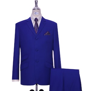 60s Mod Fashion Royal Blue Suit