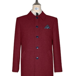 Mac Coat Men s Vintage Style Red Herringbone Mac Coat