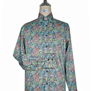 Paisley Shirt - 60s  Style Green Paisley Shirt