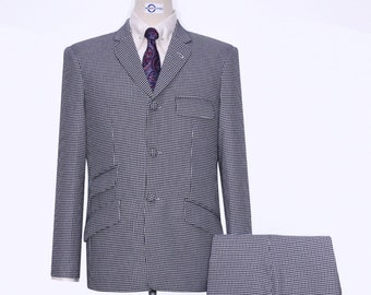 Mod Suit | Black and White Houndstooth Suit