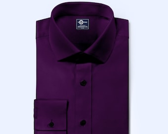 Men's Shirt - Purple Color Spread Collar Shirt