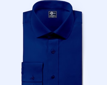 Men's Shirt - Royal Blue Color Spread Collar Shirt