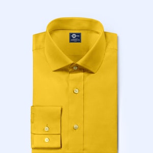Men&#39;s Shirt - Yellow Color Spread Collar Shirt