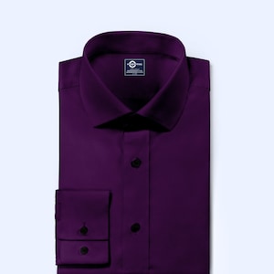 Men&#39;s Shirt - Purple Color Spread Collar Shirt