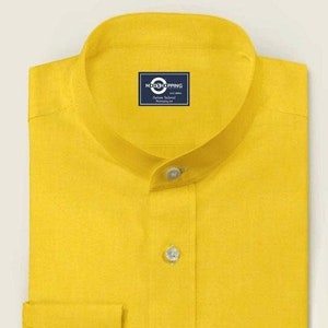 Mandarin Collar - Yellow Mandarin Collar Shirt