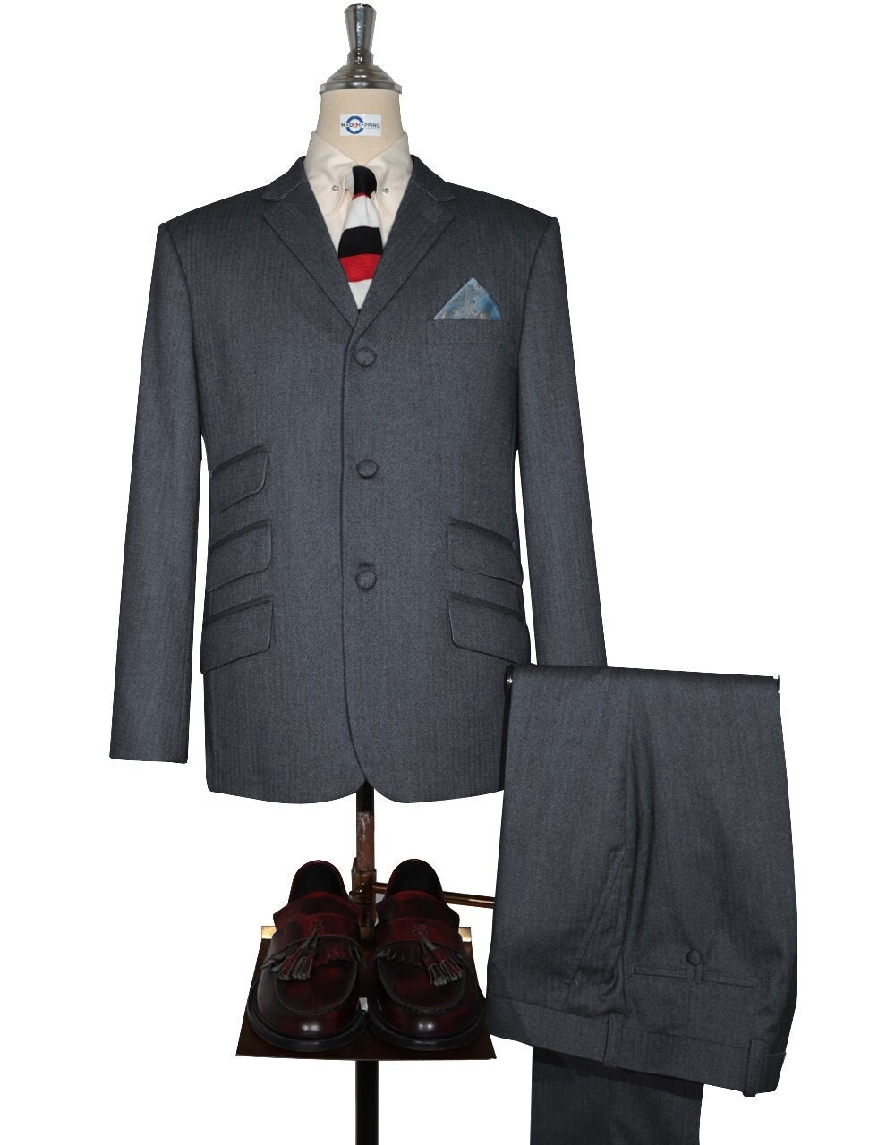 kinky clothes モッズスーツ MODS 4ボタン Mod Suit - Charcoal Grey Herringbone Tweed Suit 2-3 Pocket - Etsy