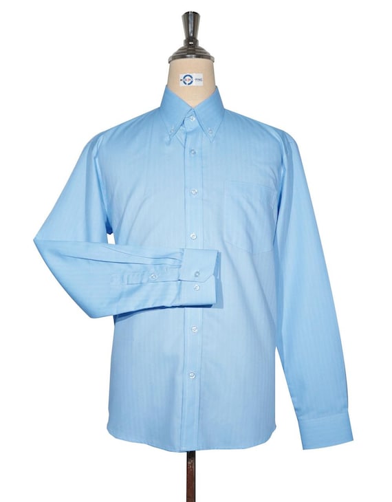 blue herringbone dress shirt Twill Herringbone Semi Spread Shirt - Sky Blue main image 0
