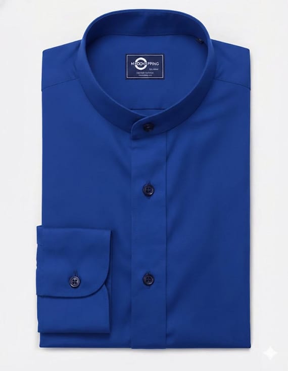 Men's Shirt - Royal Blue Color Spread Collar Shirt