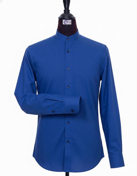 Men's Shirt - Royal Blue Color Spread Collar Shirt