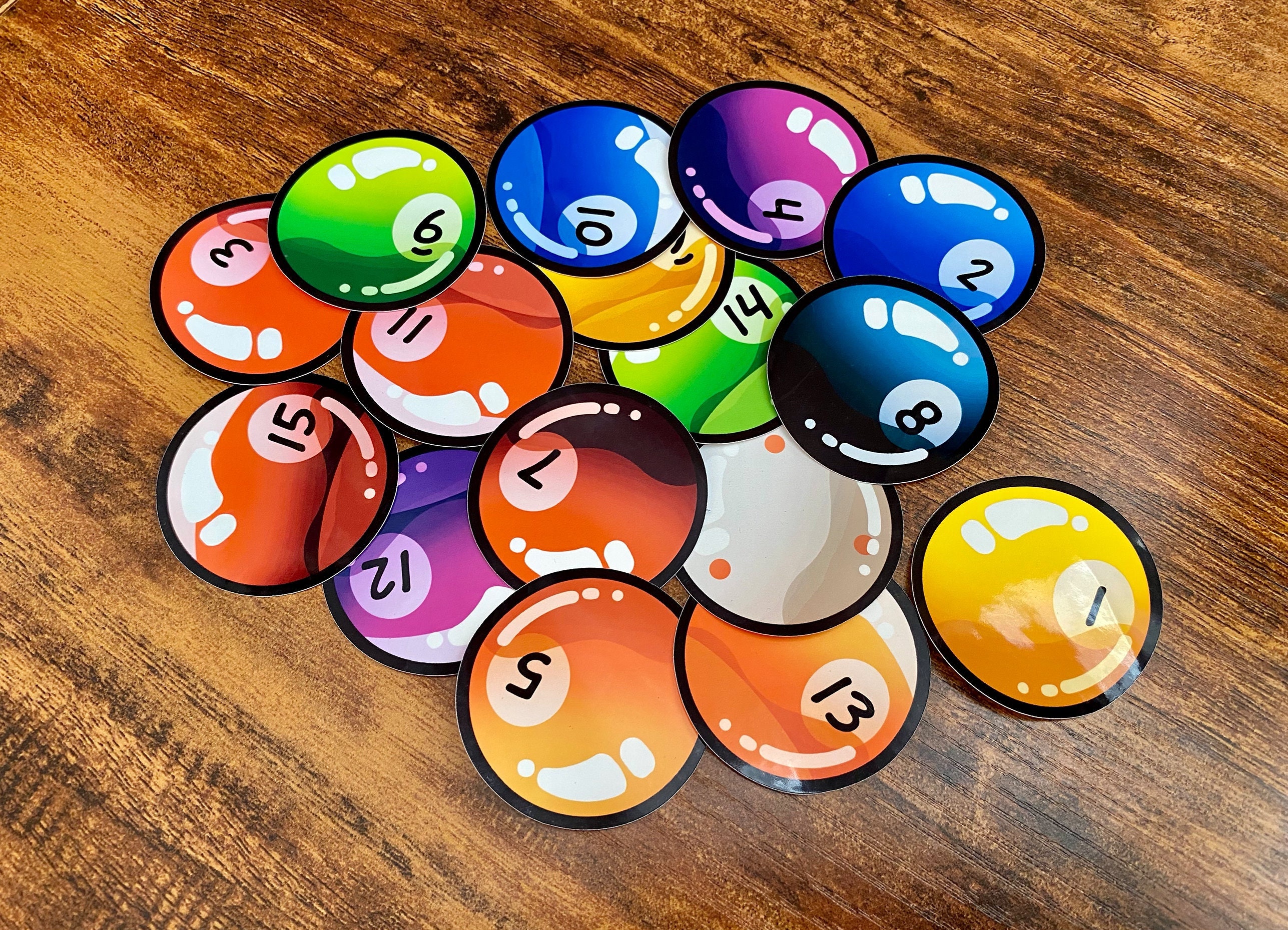 Pool Balls Sticker Set of 16 Billiards & Pool Vinyl Sticker Etsy