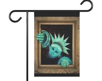 Bandeira de jardim da Estátua da Liberdade, decoração para áreas externas, decoração patriótica para casa, bandeiras de jardim vintage, Dia da Independência, história americana