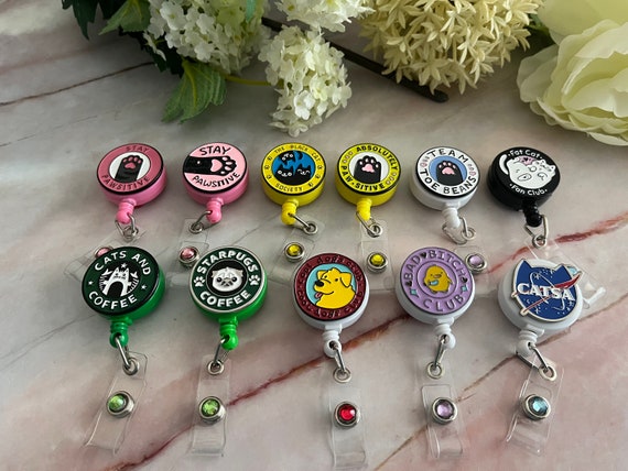 Cute Badge Reels, Premium Quality Kitten Cat Kitty Reel Holder, ID