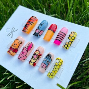 10pcs /set | Press On Nails | Hand painted Nail Art | Glue On Nails | Winnie the Pooh | Cartoon characters nail arts