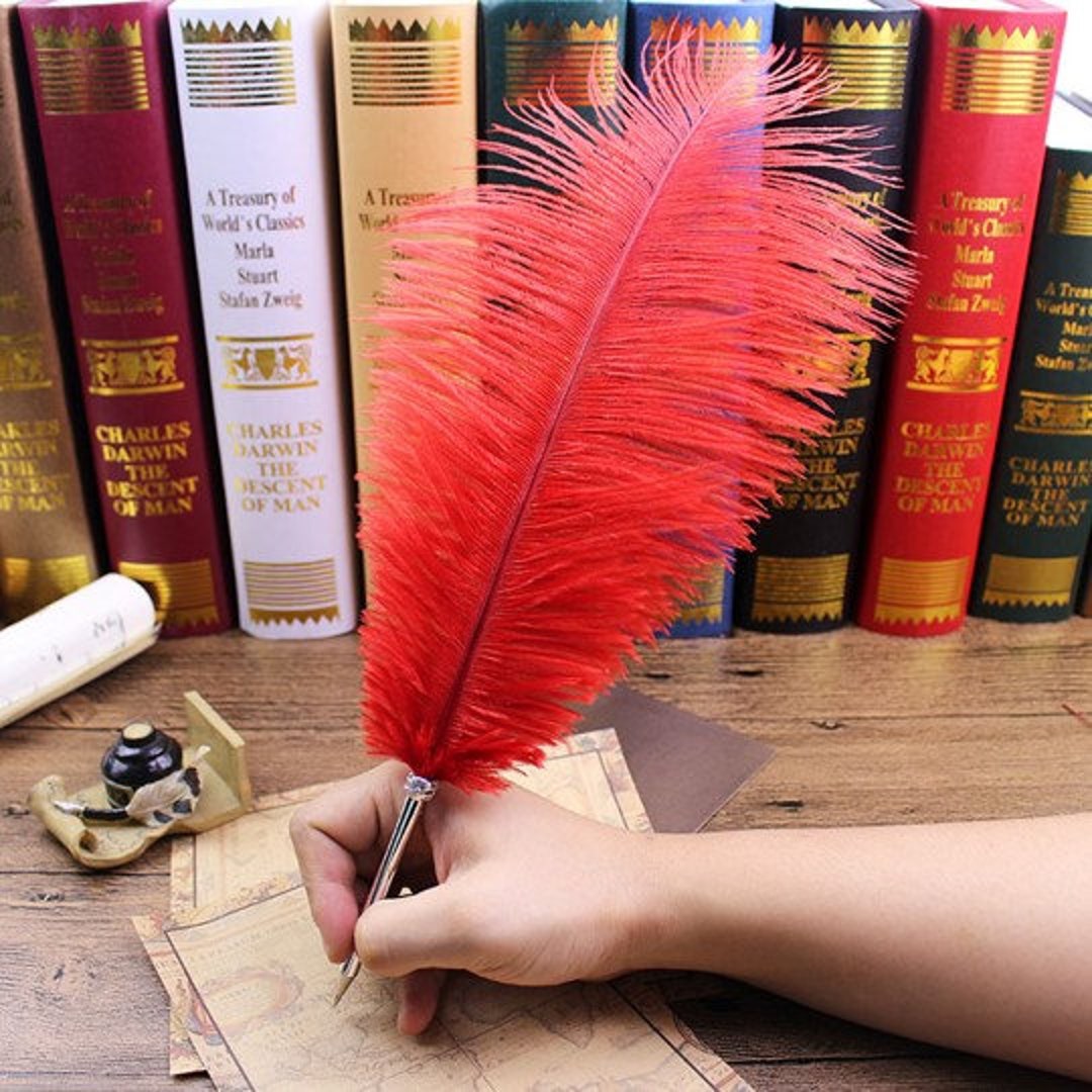 Ostrich Feather Quill Ballpoint Pen for Gift Signature Pen Etsy