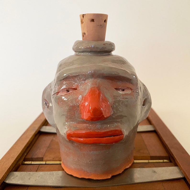 One-Of-A-Kind Ceramic Face Jug image 1