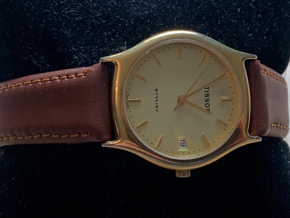 ヴィンテージ ティソ スタイリスト クォーツ メンズ腕時計 ゴールド