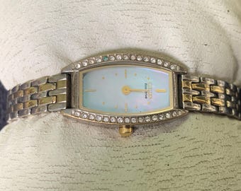 Citizen Eco-drive Two-tone Rectangular Watch, Model B023  display picture 2