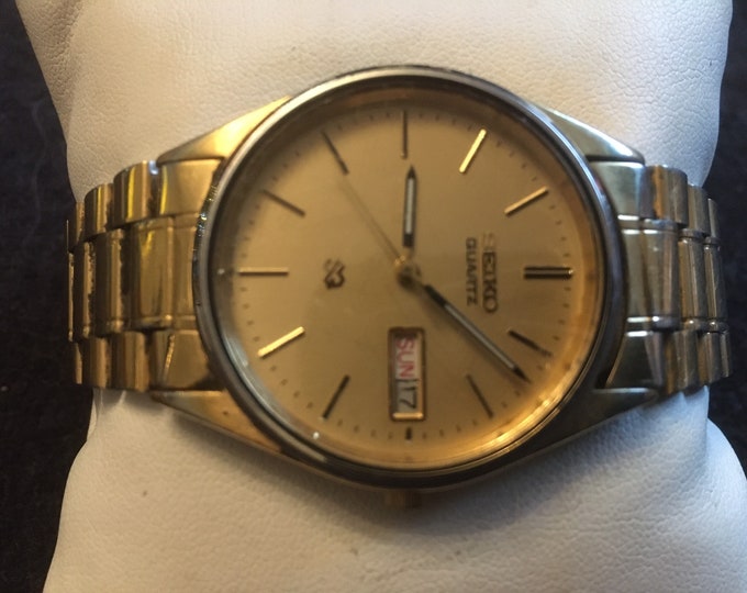 Vintage Seiko SQ Gold Tone Mens Watch Etsy