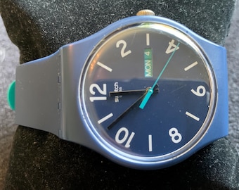 Swatch horloge met grotere wijzerplaat Blauw New Gent SUON705-kwartshorloge