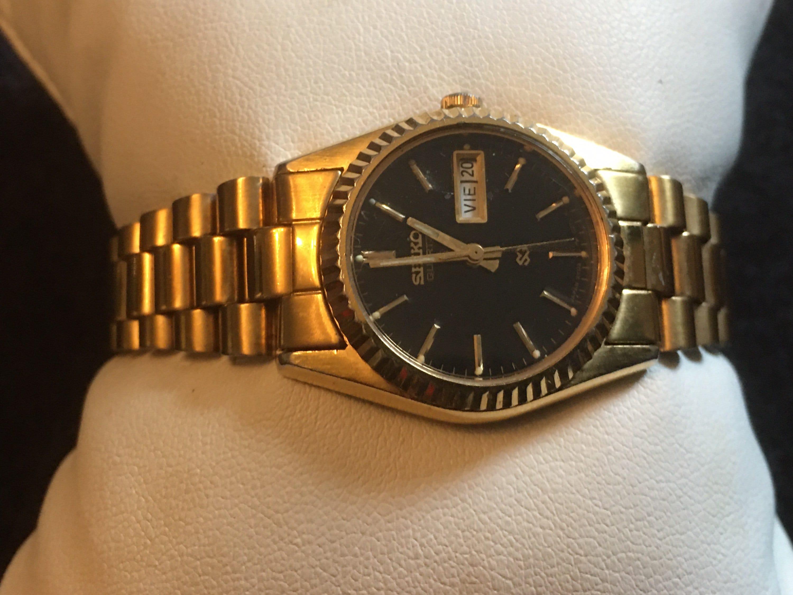 Vintage Seiko SQ Gold Tone Quartz Watch Black Face Etsy