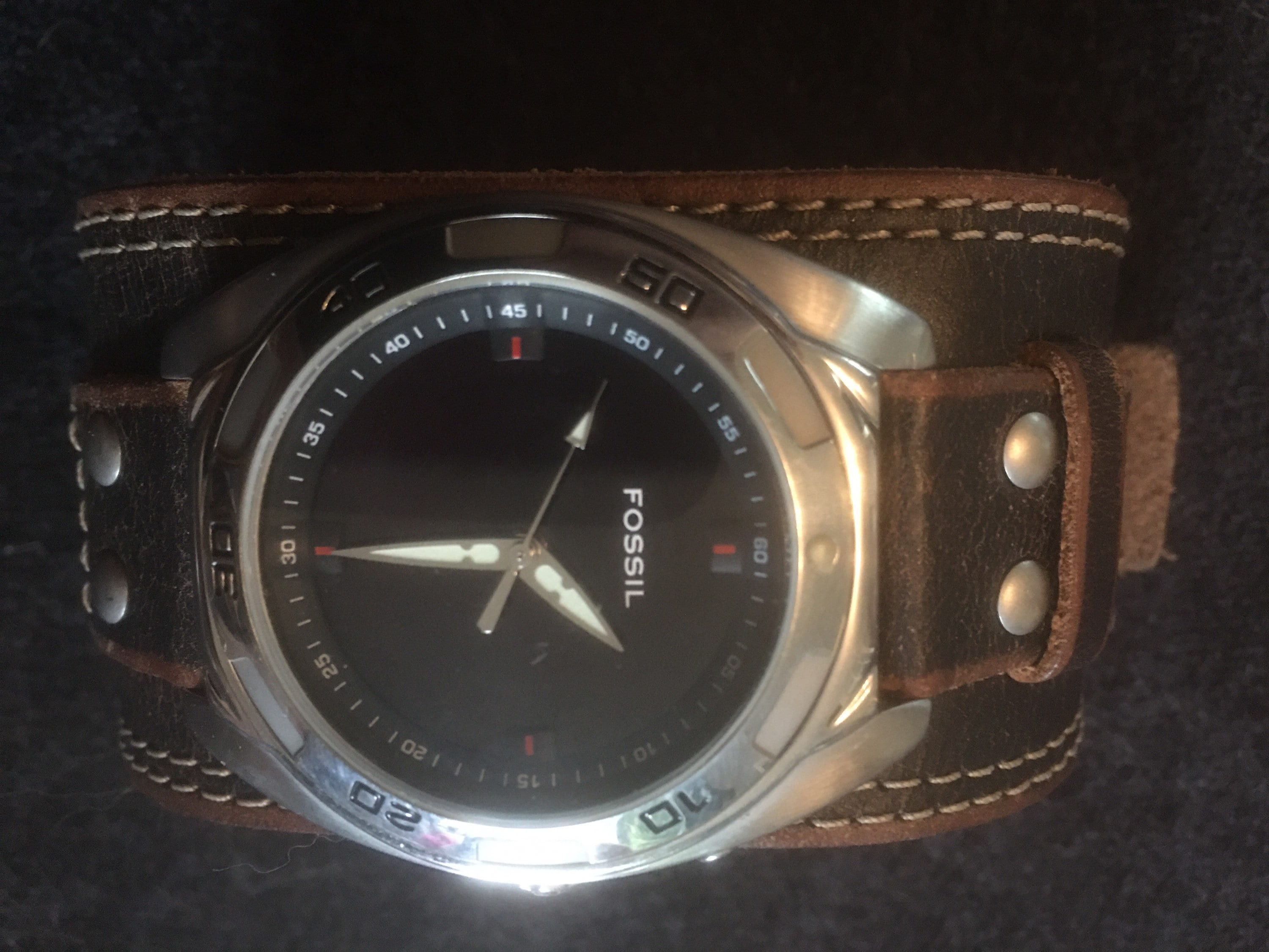 Vintage Fossil Big Tic Stainless Steel Mens Silver Tone Watch Etsy UK