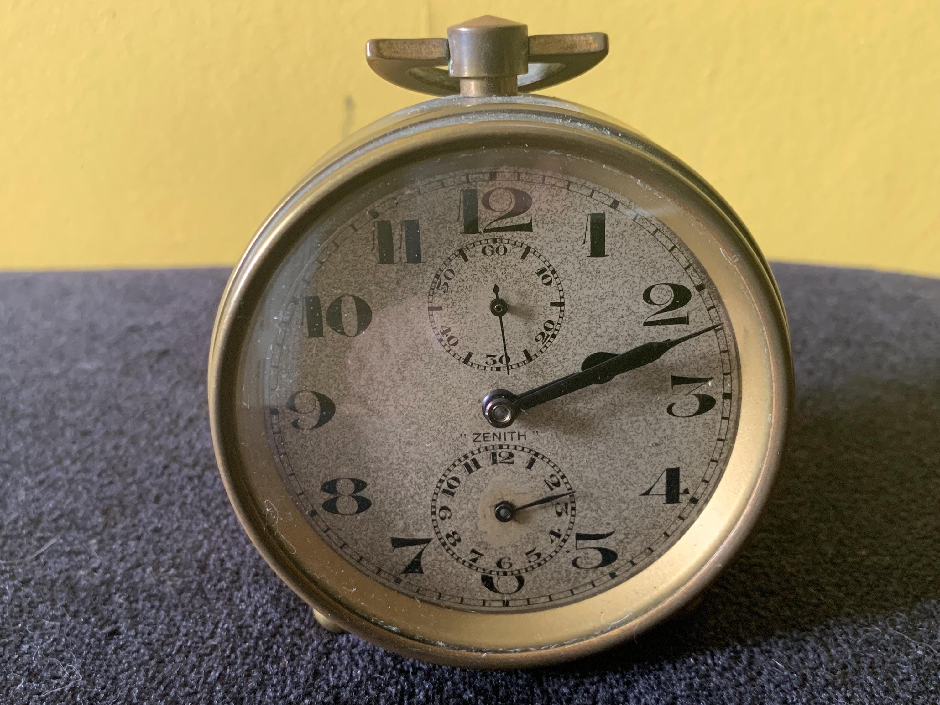 置時計　銅製　大正　レトロ Antique Zenith Watch Co Solid Brass Bedside Ball Clock With Alarm