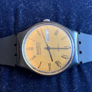 Sällsynt 1983 Swatch Första året Prototype GC700 Svart boett och rem