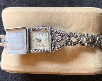 Vintage ladies Marcacite Silver ladies Cocktail watch by Bernex