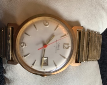 Vintage Oris Automatic Gold tone mens watch original strap