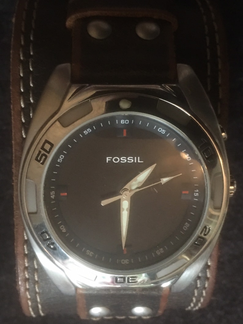 Vintage Fossil Big Tic Stainless Steel Mens Silver Tone Watch Etsy