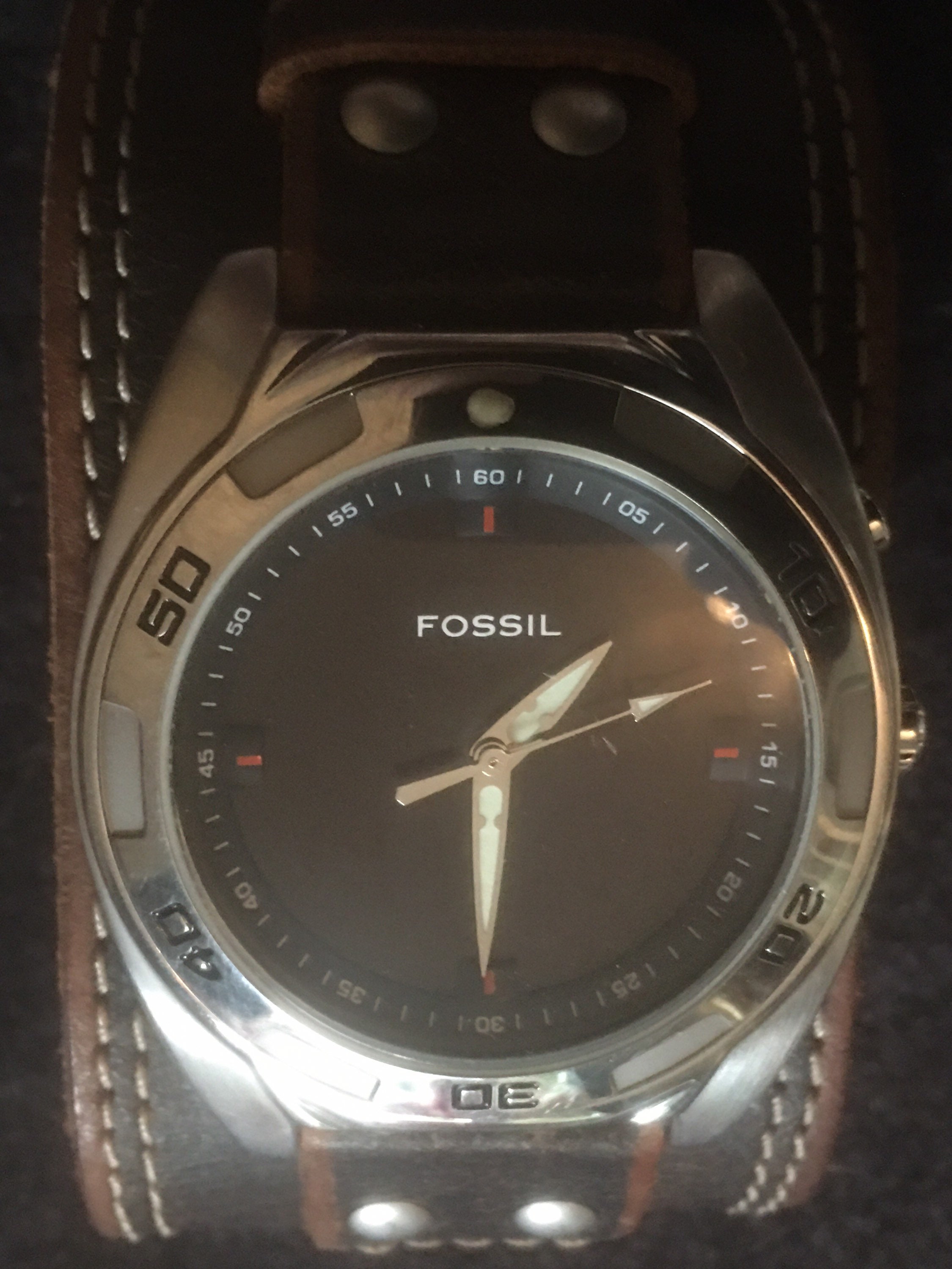 Vintage Fossil Big Tic Stainless Steel Mens Silver Tone Watch Etsy UK