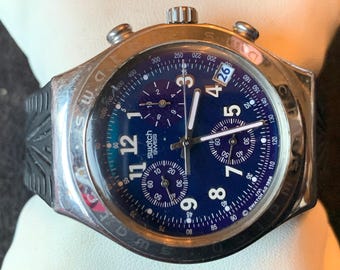 Vintage Swatch Irony Chronograph  Stainless Steel Mens Silver tone Watch