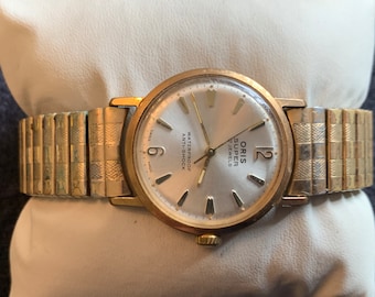 Vintage Rare Super Oris Gold tone mens watch with Expandable strap