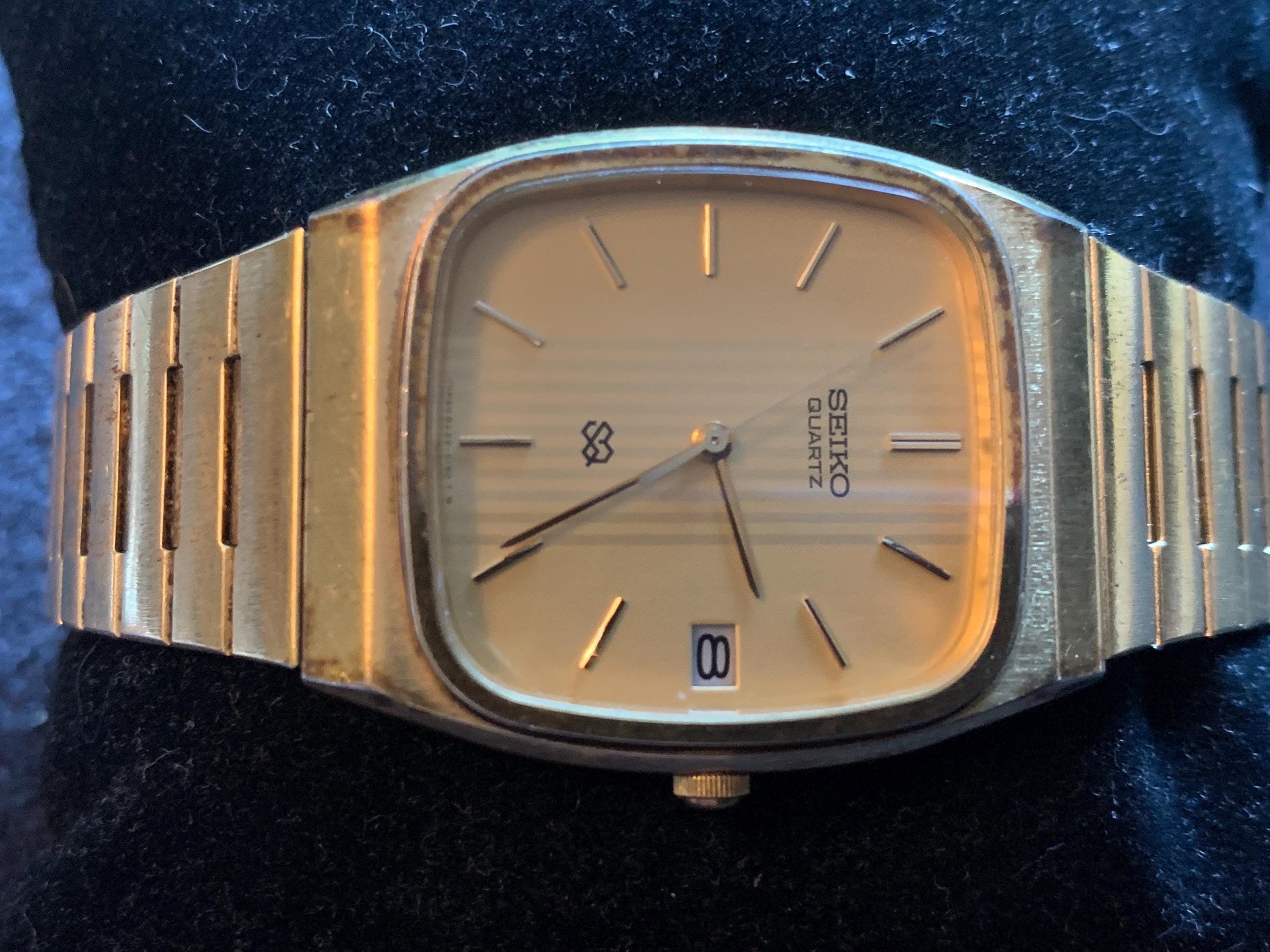 みこ Vintage Seiko 8222 5120 SQ Gold Tone Mens Watch - Etsy