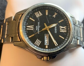 Vintage Cheap Work Watch Casio 5339 MTP 1377 Mens Watch Silver