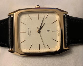 Vintage Citizen Gold Tone Tank Style Men's Quartz Watch - Etsy Canada