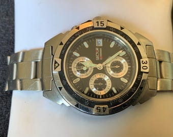 Reloj cronógrafo de cuarzo vintage Sector No Limits Expander para hombre en tono plateado
