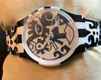 Swatch Afterdark Special Art Watch with original matching strap and case