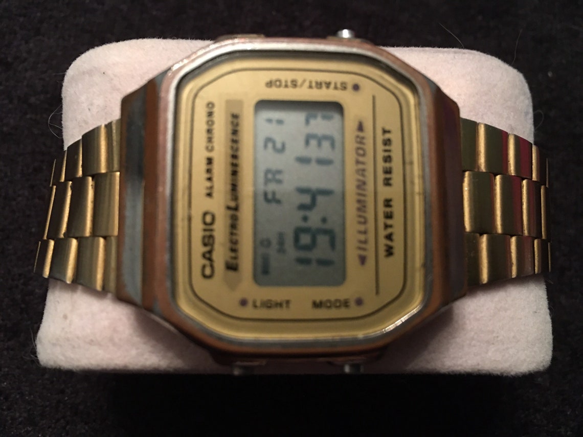 Vintage Casio 1572 A168 LCD Alarm Chrono Gold tone Mens watch | Etsy