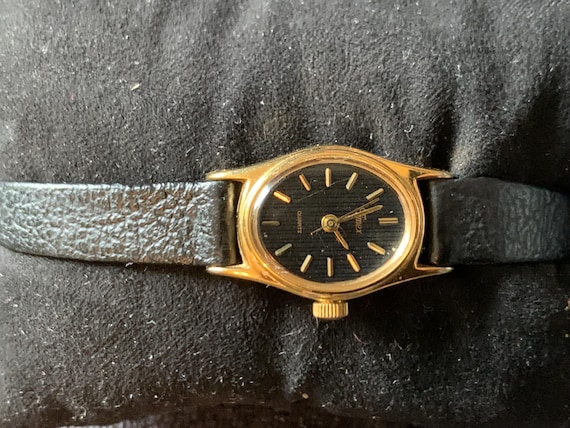 Montre Femme Vintage - Rond Or Jaune, Cadran Blanc, Mouvement Quartz (Batterie Neuve)