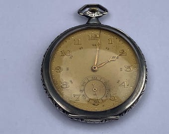 Orologio da tasca antico Art Déco Revue GT in argento 800, in ottime condizioni