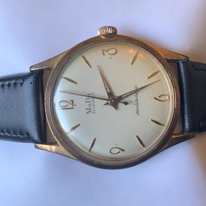 Montre pour homme automatique dorée MuDu Doublematic 39 rubis