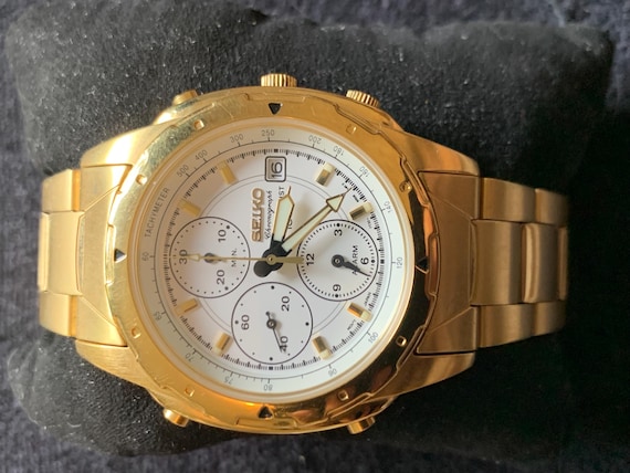 Vintage Rare Men's Seiko Panda 7T32-8M10 Gold Tone Chronograph - Etsy