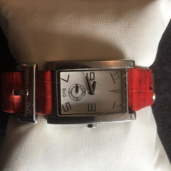 Dolce and Gabbana ladies watch with Red leather strap with double buckled