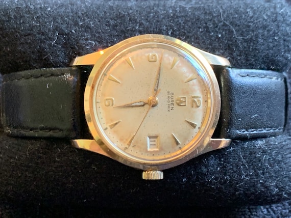 Vintage Buren Grand Prix Gold tone mens watch siv… - image 2